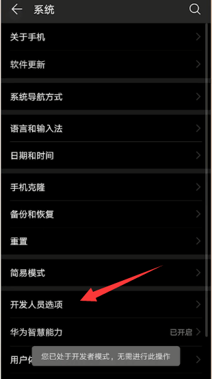 华为手机开发者选项在哪里