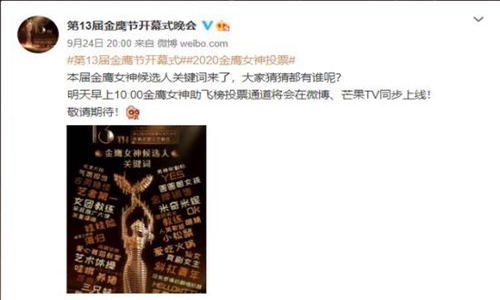 金鹰女神候选人关键词公布 金鹰女神候选人名单曝光公布详情