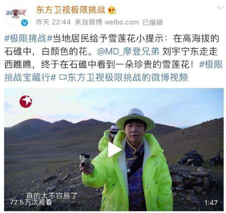 极限挑战嘉宾摘国家二级保护植物 刘宇宁微博道歉澄清是道具