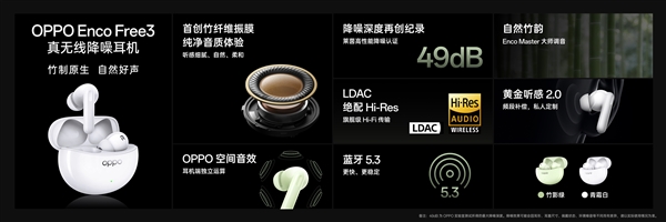 全球首创竹纤维振膜！OPPO Enco Free3首发499元