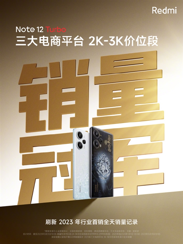 5分钟刷新行业记录！Redmi Note 12 Turbo首销卖爆：2K-3K价位段销冠