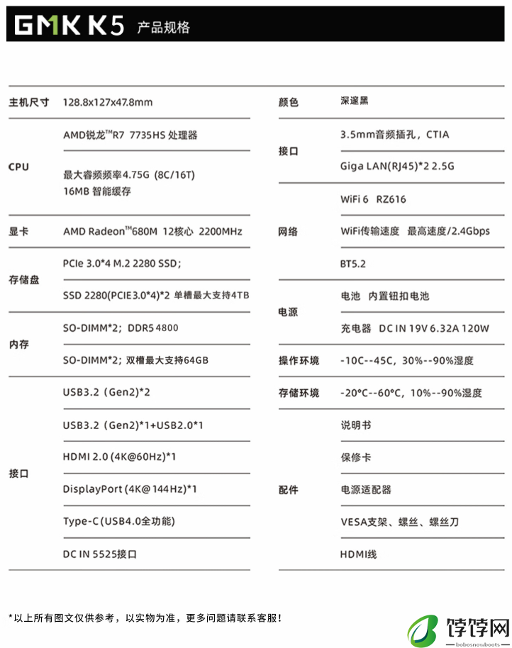 极摩客 K5 迷你主机今日首销：R7-7735HS、双 2.5G 网口，1688 元起