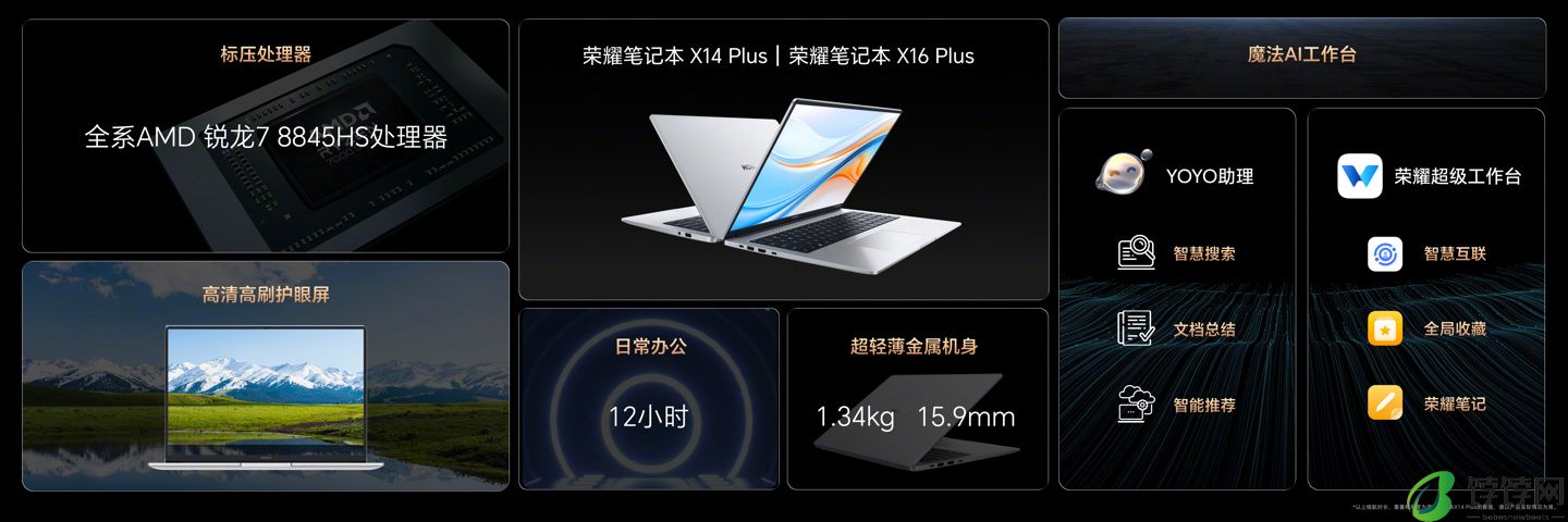 R7-8845HS 处理器：荣耀 X14 Plus 笔记本 1T 版 4299 元百亿补贴 6 期免息