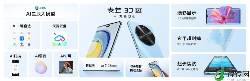 AI 智慧体验、6100mAh 大电池、轻薄耐摔机身，麦芒 30 5G 正式发布 