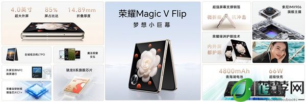 4800mAh小折叠最大电池！荣耀Magic V Flip续航远超iPhone 15 Pro