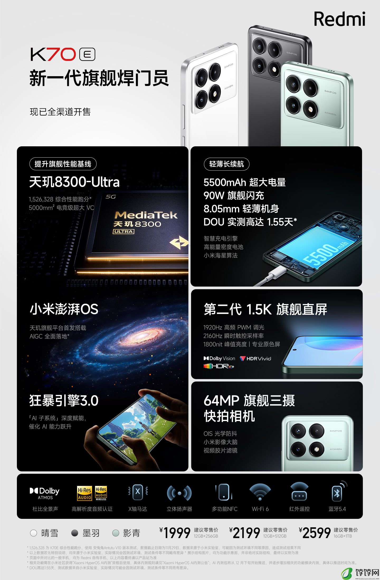 Redmi K70系列三箭齐发，2499元起的标准版挑大梁