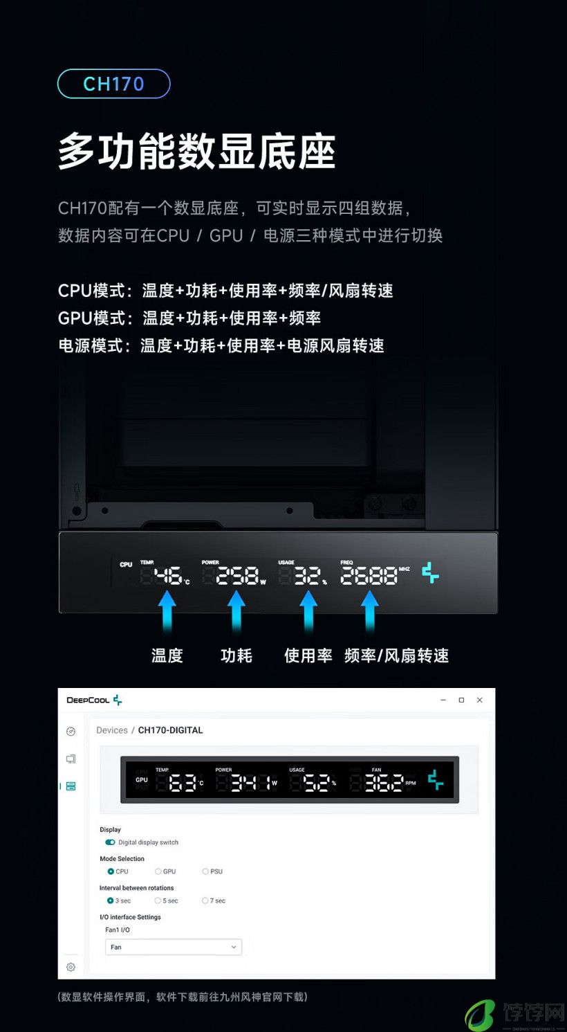 九州风神立式 ITX 机箱 CH170 开卖：自带多功能数显底座，369 元起