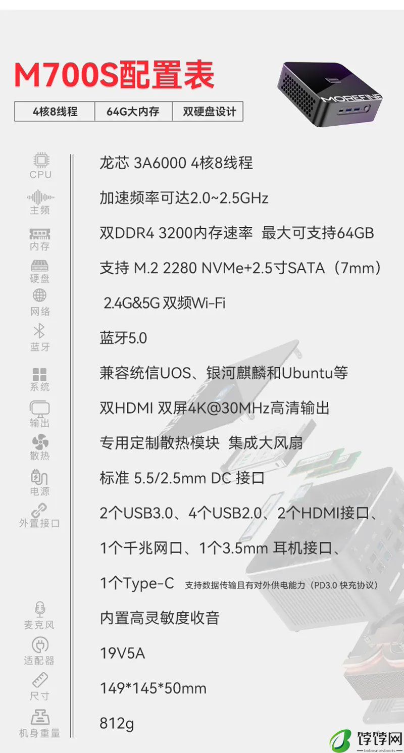 首款龙芯 3A6000 迷你主机：MOREFINE 摩方 M700S 发布，预售 2799 元