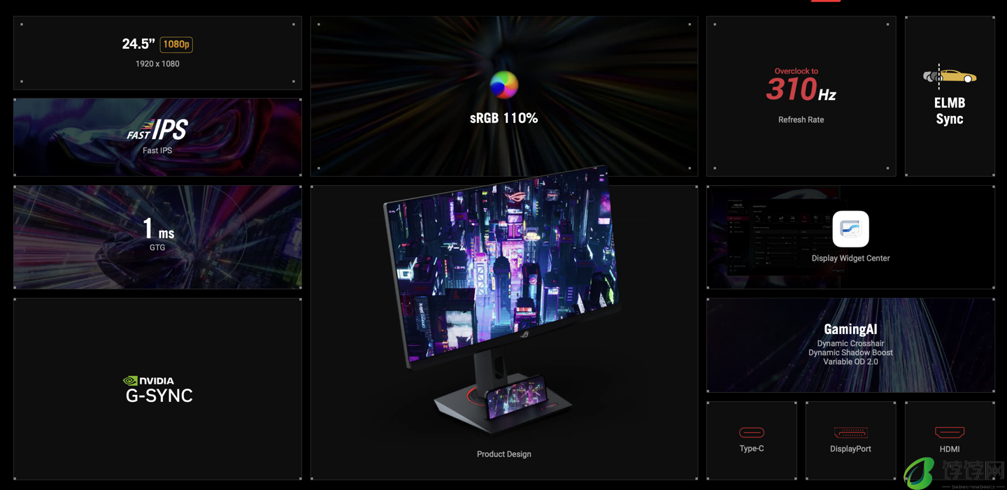 华硕推出 ROG XG259CMS 24.5 英寸显示器：1080P 310Hz、自带手机底座