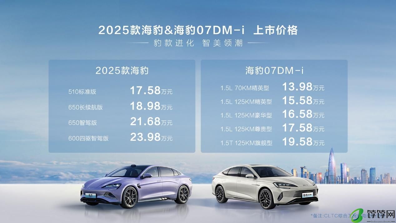 双豹齐发焕新上市：比亚迪2025款海豹17.58万元起、海豹07DM i 13.98万元起