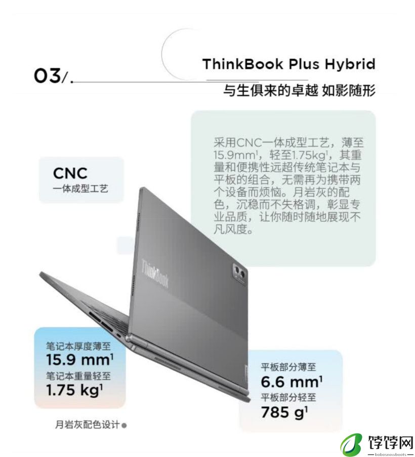 一机两芯双系统、骁龙酷睿二合一：联想 ThinkBook Plus Hybrid 笔记本 15999 元首销