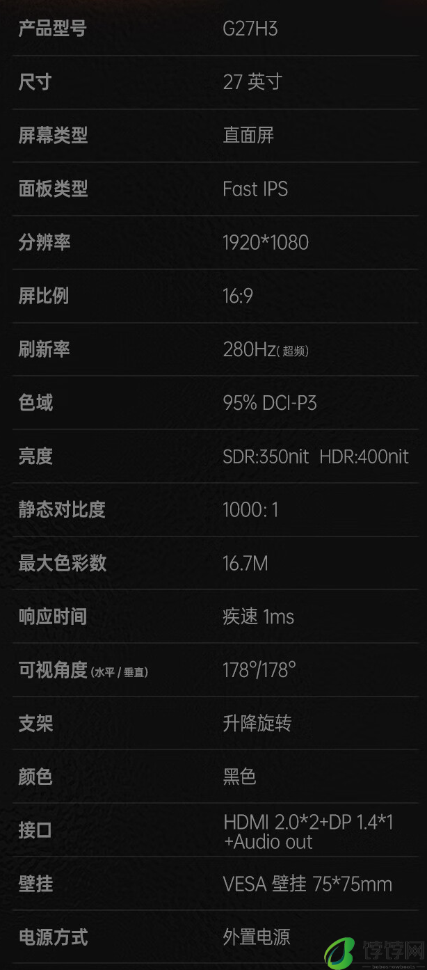 HKC“G27H3”27 英寸显示器开售：1080P 280Hz Fast IPS，1199 元
