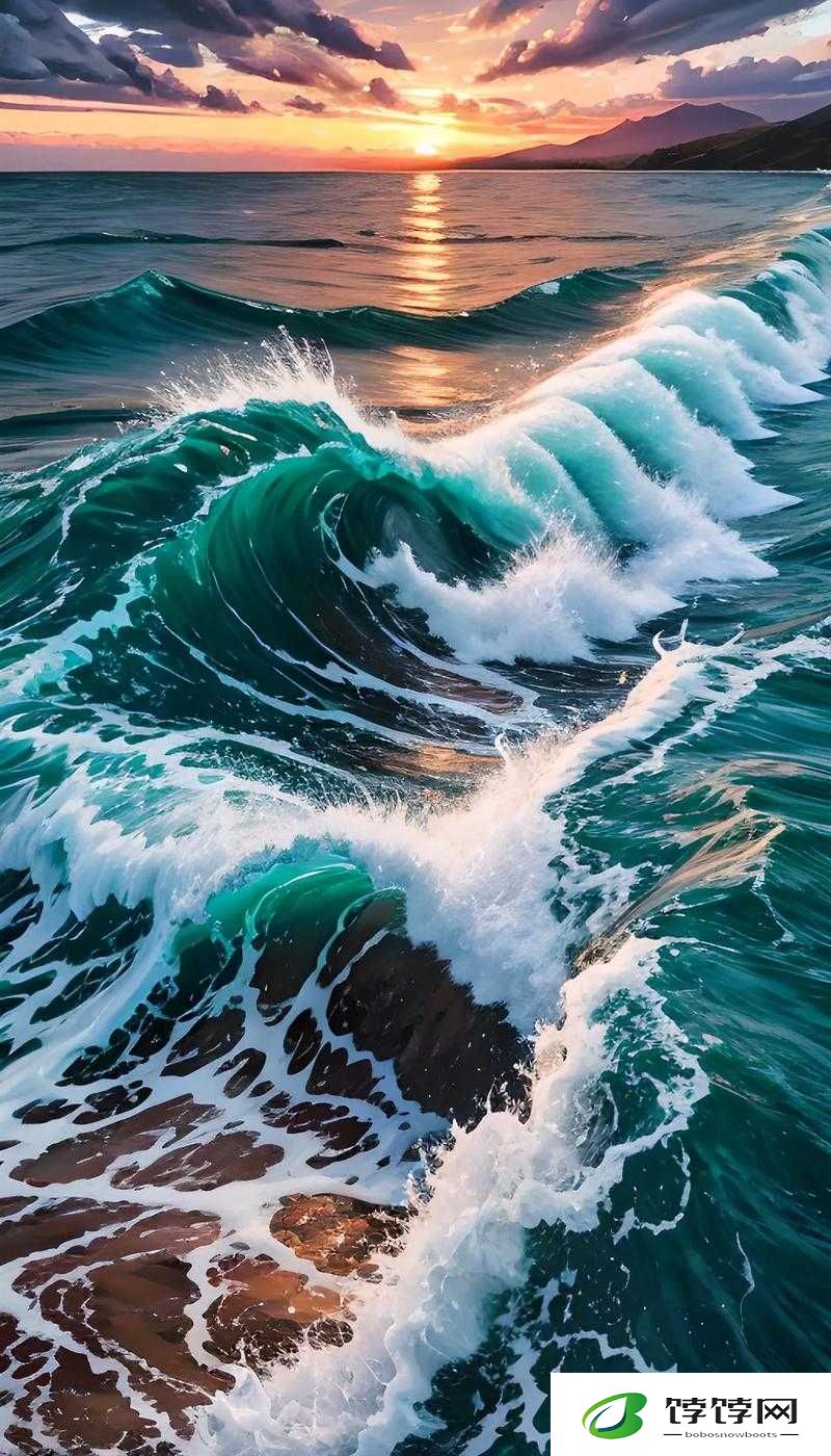 浪花一阵接一阵地涌了过来：掀起惊涛骇浪的海洋奇观