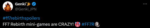 《FF7重生》小游戏里的蒂法太火辣！玩家为此欢呼
